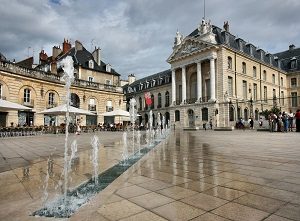 Liberation Square and the Palace of Dukes of Burgundy (Palais des ducs de Bourgogne) in Dijon, France.